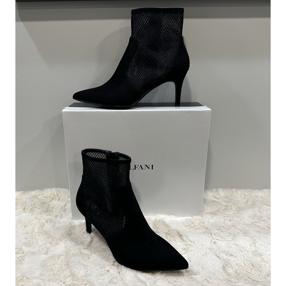 ALFANI Womens Black Mesh Jamari Pointed Toe Stiletto‎ Zip-Up Dress Boots Size 8